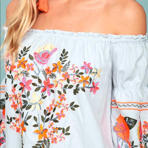 Free People Fleur Du Jour Light Blue Embroidered Dress size small - Picture 3 of 11